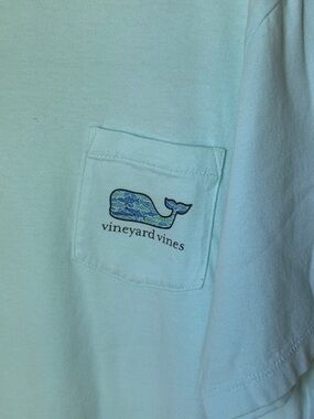 Vineyard Vines Aqua Pocket Tee with Patterned Whale